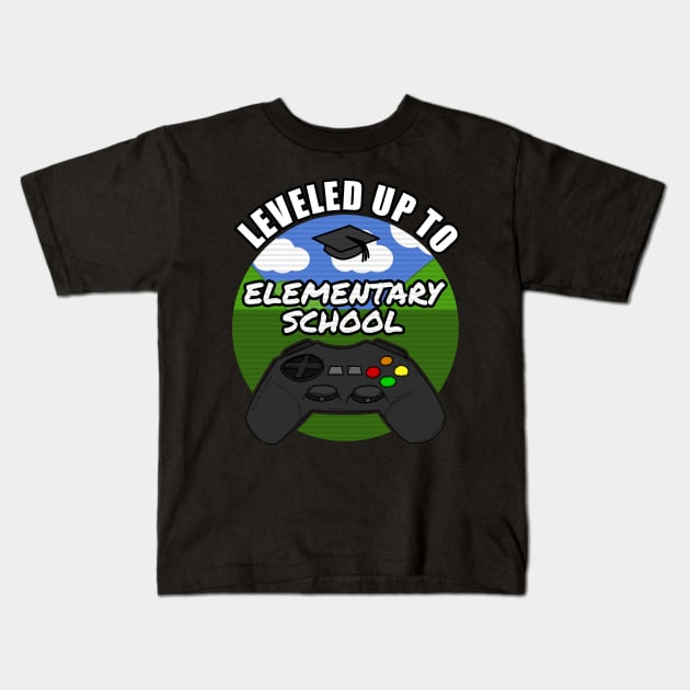 Leveled Up To Elementary School Gamer Gaming 2021 Kids T-Shirt by doodlerob